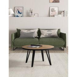 Tavolo da salotto rotondo, 80 x 80 x 45 cm, in legno e metallo in naturale e nero | Collezione Sindi