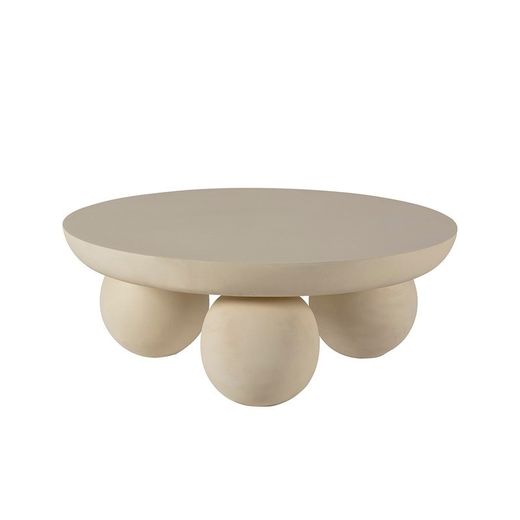 Tavolo da salotto rotondo, 90 x 90 x 35 cm, in legno di mango bianco | Collezione Ailen