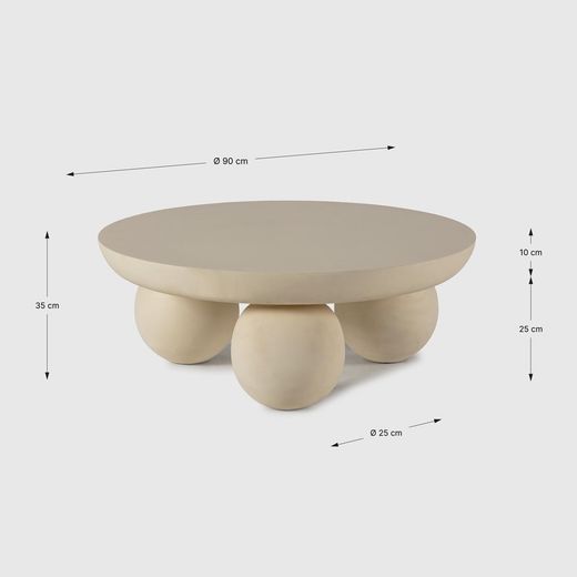 Tavolo da salotto rotondo, 90 x 90 x 35 cm, in legno di mango bianco | Collezione Ailen