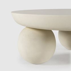 Tavolo da salotto rotondo, 90 x 90 x 35 cm, in legno di mango bianco | Collezione Ailen