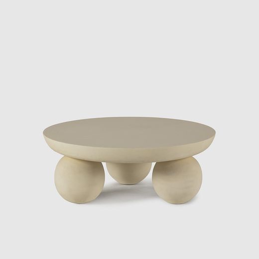 Tavolo da salotto rotondo, 90 x 90 x 35 cm, in legno di mango bianco | Collezione Ailen