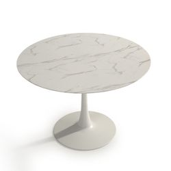 Tavolo da pranzo, 110 x 110 x 75 cm, in vetro e metallo bianco | Collezione Ada