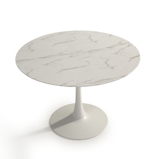 Tavolo da pranzo, 110 x 110 x 75 cm, in vetro e metallo bianco | Collezione Ada