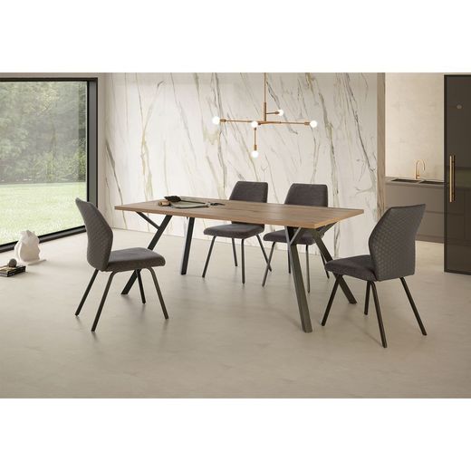 Tavolo da pranzo, 160 x 90 x 76 cm, in legno color noce e nero | Collezione Paola