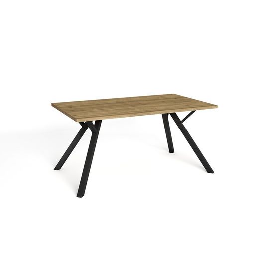 Tavolo da pranzo, 160 x 90 x 77 cm, in legno e metallo in naturale e nero | Collezione Paola