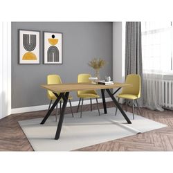 Tavolo da pranzo, 160 x 90 x 77 cm, in legno e metallo in naturale e nero | Collezione Paola
