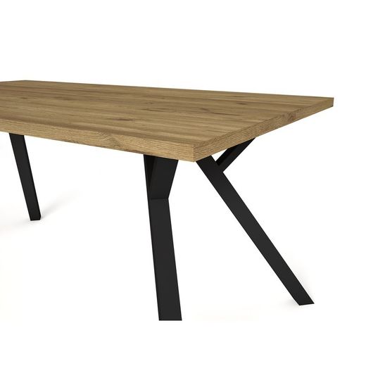 Tavolo da pranzo, 160 x 90 x 77 cm, in legno e metallo in naturale e nero | Collezione Paola