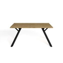Tavolo da pranzo, 160 x 90 x 77 cm, in legno e metallo in naturale e nero | Collezione Paola