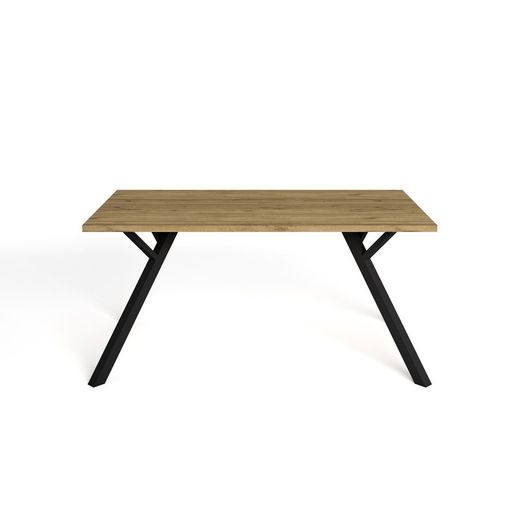 Tavolo da pranzo, 160 x 90 x 77 cm, in legno e metallo in naturale e nero | Collezione Paola