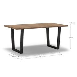 Tavolo da pranzo, 180 x 100 x 75 cm, in legno e metallo in finitura naturale e nera | Collezione Francesca