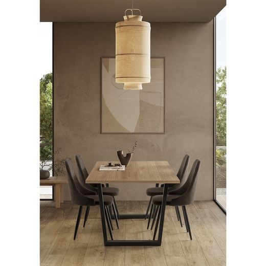 Tavolo da pranzo, 180 x 100 x 75 cm, in legno e metallo in finitura naturale e nera | Collezione Francesca