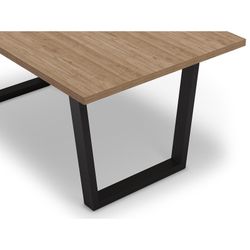Tavolo da pranzo, 180 x 100 x 75 cm, in legno e metallo in finitura naturale e nera | Collezione Francesca