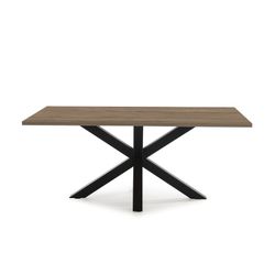 Tavolo da pranzo, 180 x 100 x 76 cm, in legno e metallo, finitura noce e nero | Collezione Comba