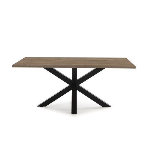 Tavolo da pranzo, 180 x 100 x 76 cm, in legno e metallo, finitura noce e nero | Collezione Comba