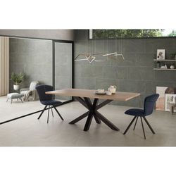 Tavolo da pranzo, 180 x 100 x 76 cm, in legno e metallo naturale e nero | Collezione Comba