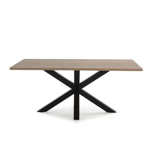 Tavolo da pranzo, 180 x 100 x 76 cm, in legno e metallo naturale e nero | Collezione Comba