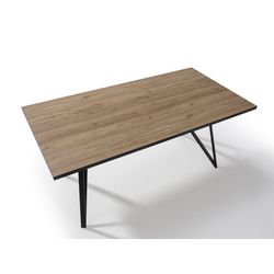 Tavolo da pranzo, 180 x 90 x 76 cm, in legno e metallo naturale e nero | Collezione Myla
