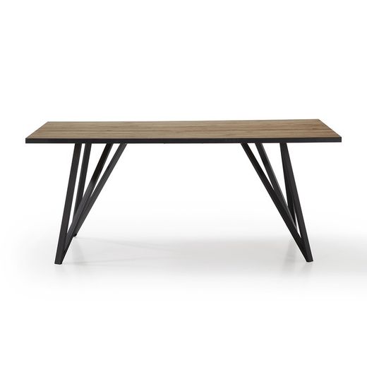 Tavolo da pranzo, 180 x 90 x 76 cm, in legno e metallo naturale e nero | Collezione Myla