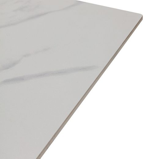 Tavolo da pranzo, 180 x 90 x 76 cm, in pietra sintetica e metallo bianco e nero | Collezione Bimba