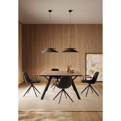 Tavolo da pranzo quadrato, 136 x 136 x 77 cm, in legno naturale e nero | Collezione Beni