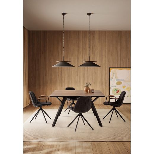Tavolo da pranzo quadrato, 136 x 136 x 77 cm, in legno naturale e nero | Collezione Beni