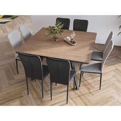 Tavolo da pranzo quadrato, 136 x 136 x 77 cm, in legno naturale e nero | Collezione Beni
