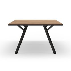 Tavolo da pranzo quadrato, 136 x 136 x 77 cm, in legno naturale e nero | Collezione Beni