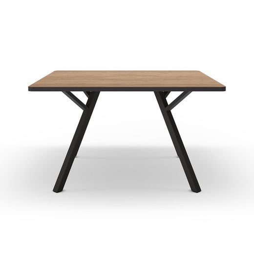 Tavolo da pranzo quadrato, 136 x 136 x 77 cm, in legno naturale e nero | Collezione Beni