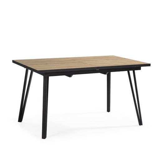 Tavolo da pranzo allungabile, 140-180 x 90 x 77 cm, in legno naturale e nero | Collezione Cleo