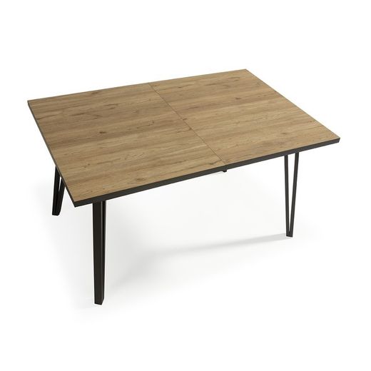 Tavolo da pranzo allungabile, 140-180 x 90 x 77 cm, in legno naturale e nero | Collezione Cleo
