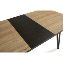 Tavolo da pranzo allungabile, 140-180 x 90 x 77 cm, in legno naturale e nero | Collezione Cleo