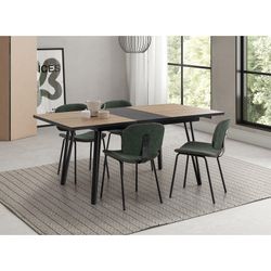 Tavolo da pranzo allungabile, 140-180 x 90 x 77 cm, in legno naturale e nero | Collezione Cleo