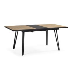 Tavolo da pranzo allungabile, 140-180 x 90 x 77 cm, in legno naturale e nero | Collezione Cleo