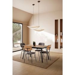 Tavolo da pranzo allungabile, 140-180 x 90 x 77 cm, in legno naturale e nero | Collezione Cleo
