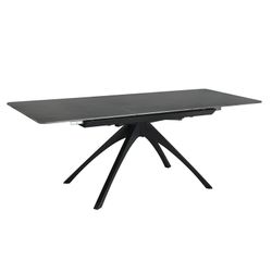 Tavolo da pranzo allungabile, 150-200 x 85 x 76 cm, in pietra sintetica e metallo colore grigio scuro e nero | Collezione Beca
