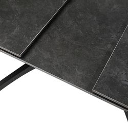 Tavolo da pranzo allungabile, 150-200 x 85 x 76 cm, in pietra sintetica e metallo colore grigio scuro e nero | Collezione Beca