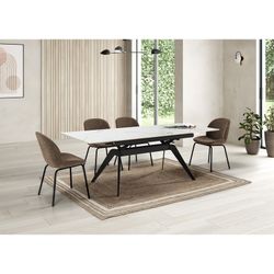 Tavolo da pranzo allungabile, 160/220 x 90 x 76 cm, in ceramica e metallo bianco e nero | Collezione Lula