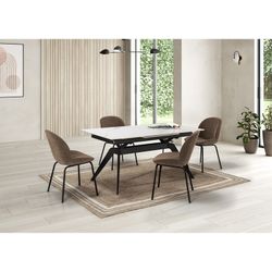 Tavolo da pranzo allungabile, 160/220 x 90 x 76 cm, in ceramica e metallo bianco e nero | Collezione Lula