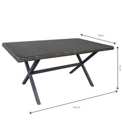 Tavolo da pranzo da giardino, 160 x 90 x 73 cm, in resina sintetica grigia | Collezione Varenna