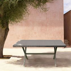 Tavolo da pranzo da giardino, 160 x 90 x 73 cm, in resina sintetica grigia | Collezione Varenna