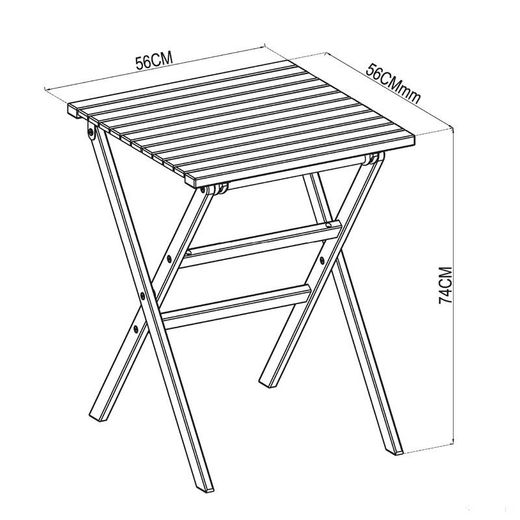 Tavolo da giardino in legno naturale, 56 x 56 x 74 cm | Collezione Milano