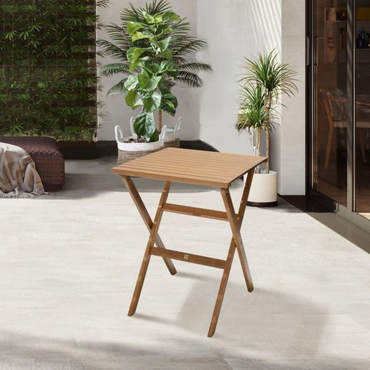 Tavolo da giardino in legno naturale, 56 x 56 x 74 cm | Collezione Milano