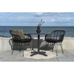 Mesa de comedor para jardín, 70 x 70 x 72 cm, de polietileno y aluminio en negro | Colección  Chicago
