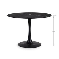 Tavolo da pranzo rotondo, 110 x 110 x 75 cm, in vetro e metallo nero | Collezione Ada