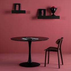 Tavolo da pranzo rotondo, 110 x 110 x 75 cm, in legno e metallo nero | Collezione Oda