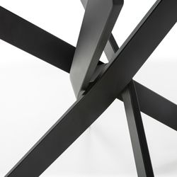 Mesa de comedor redonda, 120 x 120 x 76 cm, de cristal en transparente  y negro  | Colección Ruth