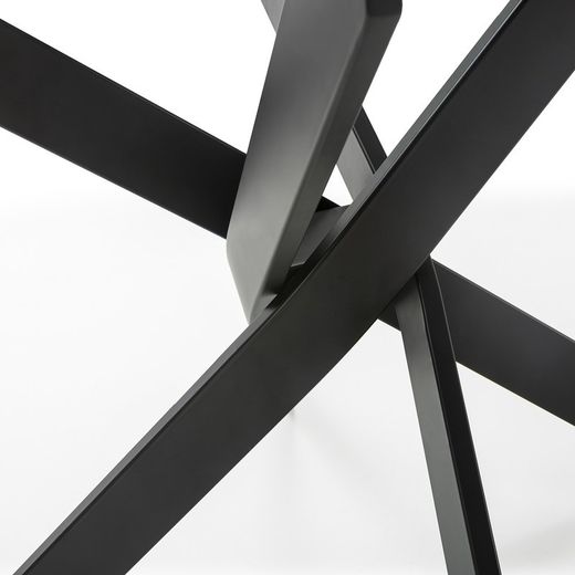 Mesa de comedor redonda, 120 x 120 x 76 cm, de cristal en transparente  y negro  | Colección Ruth