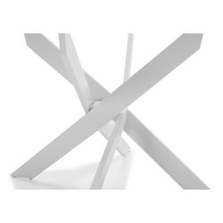 Tavolo da pranzo rotondo, 120 x 120 x 76 cm, in vetro temperato e metallo, trasparente e bianco | Collezione Ruth