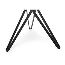 Tavolo da pranzo rotondo, 120 x 120 x 76 cm, in pietra sintetica e metallo bianco e nero | Collezione Aina