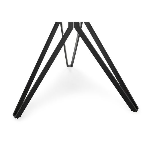 Tavolo da pranzo rotondo, 120 x 120 x 76 cm, in pietra sintetica e metallo bianco e nero | Collezione Aina